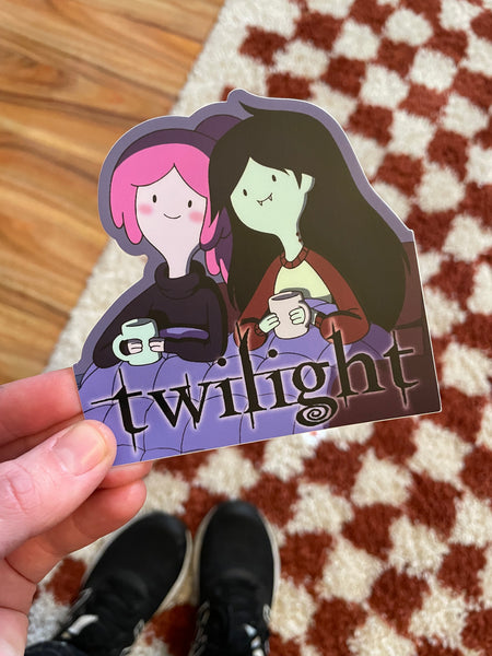 Marceline and Bubblegum Adventure Time Twilight vampire lover sticker, Oversized 4x3 inch die cut Sticker