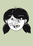 Grinning Girl with knocked out tooth, 5x7 inch Postcard / Print