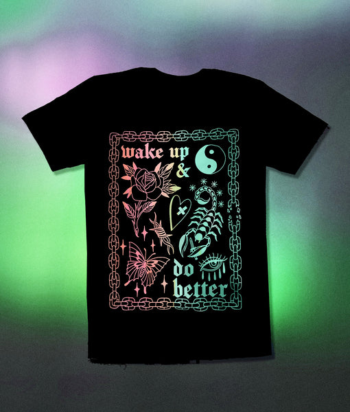 NEW Split Color (Pink and Mint) Wake Up & Do Better Unisex Shirt designed by Jade Quail