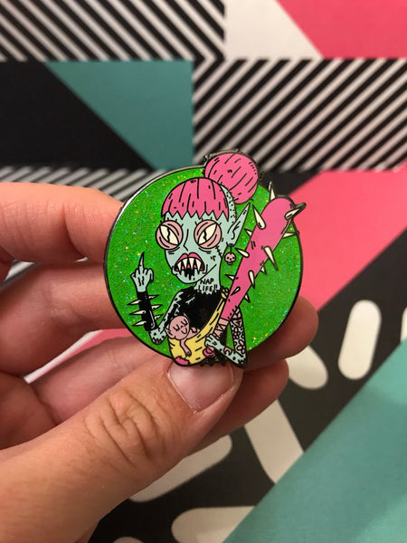 New Scary Mommy Hard Enamel Pin with Glitter