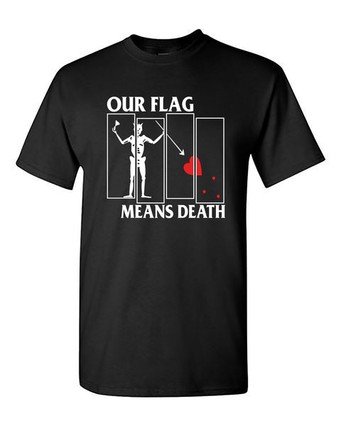 Our Flag Means Death Band Logo Mash up shirt. Black unisex shirt.
